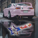 5-Star JDM Tsurikawa Drift Subway Train Bus Handle – Universal Car Interior Hanging Charm, Burnt Blue Ring & Bosozoku Red Cats Pattern Retro Nylon Strap X1
