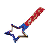 5-Star JDM Tsurikawa Drift Subway Train Bus Handle – Universal Car Interior Hanging Charm, Burnt Blue Ring & Bosozoku Red Flowers Pattern Retro Nylon Strap X1