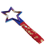 5-Star JDM Tsurikawa Drift Subway Train Bus Handle – Universal Car Interior Hanging Charm, Burnt Blue Ring & Bosozoku Red Flowers Pattern Retro Nylon Strap X1