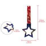 5-Star JDM Tsurikawa Drift Subway Train Bus Handle – Universal Car Interior Hanging Charm, Burnt Blue Ring & Bosozoku Red Flowers Pattern Retro Nylon Strap X1