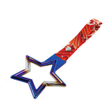5-Star JDM Tsurikawa Drift Subway Train Bus Handle – Universal Car Interior Hanging Charm, Burnt Blue Ring & Bosozoku Red Waves Pattern Retro Nylon Strap X1