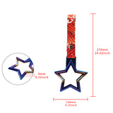 5-Star JDM Tsurikawa Drift Subway Train Bus Handle – Universal Car Interior Hanging Charm, Burnt Blue Ring & Bosozoku Red Waves Pattern Retro Nylon Strap X1