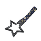 5-Star JDM Tsurikawa Drift Subway Train Bus Handle – Universal Car Interior Hanging Charm, Carbon Fiber Style Ring & Bosozoku Blue Flowers Pattern Retro Nylon Strap X1