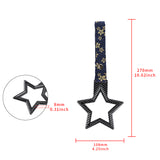 5-Star JDM Tsurikawa Drift Subway Train Bus Handle – Universal Car Interior Hanging Charm, Carbon Fiber Style Ring & Bosozoku Blue Flowers Pattern Retro Nylon Strap X1