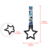 5-Star JDM Tsurikawa Drift Subway Train Bus Handle – Universal Car Interior Hanging Charm, Carbon Fiber Style Ring & Bosozoku Blue Waves Pattern Retro Nylon Strap X1