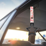 5-Star JDM Tsurikawa Drift Subway Train Bus Handle – Universal Car Interior Hanging Charm, Carbon Fiber Style Ring & Bosozoku Pink Flowers Pattern Retro Nylon Strap X1