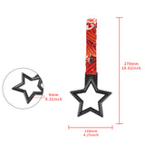 5-Star JDM Tsurikawa Drift Subway Train Bus Handle – Universal Car Interior Hanging Charm, Carbon Fiber Style Ring & Bosozoku Red Waves Pattern Retro Nylon Strap X1