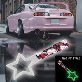 5-Star Glow-in-the-Dark JDM Tsurikawa Drift Subway Train Bus Handle – Universal Car Interior Hanging Charm, White Ring & Bosozoku Black Cats Pattern Retro Nylon Strap X1