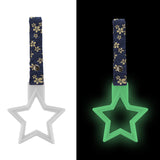5-Star Glow-in-the-Dark JDM Tsurikawa Drift Subway Train Bus Handle – Universal Car Interior Hanging Charm, White Ring & Bosozoku Blue Flowers Pattern Retro Nylon Strap X1