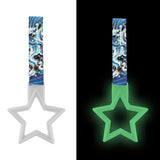 5-Star Glow-in-the-Dark JDM Tsurikawa Drift Subway Train Bus Handle – Universal Car Interior Hanging Charm, White Ring & Bosozoku Blue Waves Pattern Retro Nylon Strap X1