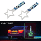 5-Star Glow-in-the-Dark JDM Tsurikawa Drift Subway Train Bus Handle – Universal Car Interior Hanging Charm, White Ring & Bosozoku Blue Waves Pattern Retro Nylon Strap X1
