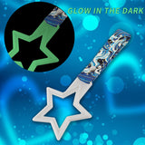 5-Star Glow-in-the-Dark JDM Tsurikawa Drift Subway Train Bus Handle – Universal Car Interior Hanging Charm, White Ring & Bosozoku Blue Waves Pattern Retro Nylon Strap X1