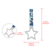 5-Star Glow-in-the-Dark JDM Tsurikawa Drift Subway Train Bus Handle – Universal Car Interior Hanging Charm, White Ring & Bosozoku Blue Waves Pattern Retro Nylon Strap X1