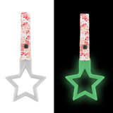 5-Star Glow-in-the-Dark JDM Tsurikawa Drift Subway Train Bus Handle – Universal Car Interior Hanging Charm, White Ring & Bosozoku Pink Flowers Pattern Retro Nylon Strap X1