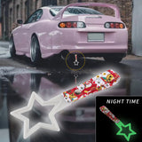 5-Star Glow-in-the-Dark JDM Tsurikawa Drift Subway Train Bus Handle – Universal Car Interior Hanging Charm, White Ring & Bosozoku Red Cats Pattern Retro Nylon Strap X1