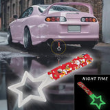 5-Star Glow-in-the-Dark JDM Tsurikawa Drift Subway Train Bus Handle – Universal Car Interior Hanging Charm, White Ring & Bosozoku Red Dogs Pattern Retro Nylon Strap X1