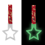 5-Star Glow-in-the-Dark JDM Tsurikawa Drift Subway Train Bus Handle – Universal Car Interior Hanging Charm, White Ring & Bosozoku Red Flowers Pattern Retro Nylon Strap X1