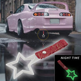 5-Star Glow-in-the-Dark JDM Tsurikawa Drift Subway Train Bus Handle – Universal Car Interior Hanging Charm, White Ring & Bosozoku Red Clouds Pattern Retro Nylon Strap X1
