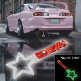 5-Star Glow-in-the-Dark JDM Tsurikawa Drift Subway Train Bus Handle – Universal Car Interior Hanging Charm, White Ring & Bosozoku Red Waves Pattern Retro Nylon Strap X1