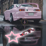 5-Star JDM Tsurikawa Drift Subway Train Bus Handle – Universal Car Interior Hanging Charm, Pink Ring & Bosozoku Black Cats Pattern Retro Nylon Strap X1