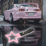5-Star JDM Tsurikawa Drift Subway Train Bus Handle – Universal Car Interior Hanging Charm, Pink Ring & Bosozoku Black Clouds Pattern Retro Nylon Strap X1
