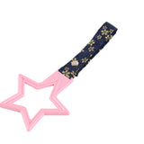 5-Star JDM Tsurikawa Drift Subway Train Bus Handle – Universal Car Interior Hanging Charm, Pink Ring & Bosozoku Blue Flowers Pattern Retro Nylon Strap X1