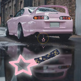 5-Star JDM Tsurikawa Drift Subway Train Bus Handle – Universal Car Interior Hanging Charm, Pink Ring & Bosozoku Blue Flowers Pattern Retro Nylon Strap X1