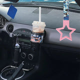 5-Star JDM Tsurikawa Drift Subway Train Bus Handle – Universal Car Interior Hanging Charm, Pink Ring & Bosozoku Blue Waves Pattern Retro Nylon Strap X1