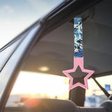 5-Star JDM Tsurikawa Drift Subway Train Bus Handle – Universal Car Interior Hanging Charm, Pink Ring & Bosozoku Blue Waves Pattern Retro Nylon Strap X1