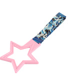 5-Star JDM Tsurikawa Drift Subway Train Bus Handle – Universal Car Interior Hanging Charm, Pink Ring & Bosozoku Blue Waves Pattern Retro Nylon Strap X1