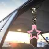 5-Star JDM Tsurikawa Drift Subway Train Bus Handle – Universal Car Interior Hanging Charm, Pink Ring & Bosozoku Green Waves Pattern Retro Nylon Strap X1