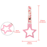 5-Star JDM Tsurikawa Drift Subway Train Bus Handle – Universal Car Interior Hanging Charm, Pink Ring & Bosozoku Pink Flowers Pattern Retro Nylon Strap X1