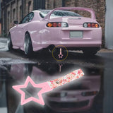 5-Star JDM Tsurikawa Drift Subway Train Bus Handle – Universal Car Interior Hanging Charm, Pink Ring & Bosozoku Pink Flowers Pattern Retro Nylon Strap X1