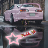 5-Star JDM Tsurikawa Drift Subway Train Bus Handle – Universal Car Interior Hanging Charm, Pink Ring & Bosozoku Red Cats Pattern Retro Nylon Strap X1