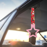 5-Star JDM Tsurikawa Drift Subway Train Bus Handle – Universal Car Interior Hanging Charm, Pink Ring & Bosozoku Red Dogs Pattern Retro Nylon Strap X1