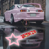5-Star JDM Tsurikawa Drift Subway Train Bus Handle – Universal Car Interior Hanging Charm, Pink Ring & Bosozoku Red Dogs Pattern Retro Nylon Strap X1