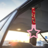 5-Star JDM Tsurikawa Drift Subway Train Bus Handle – Universal Car Interior Hanging Charm, Pink Ring & Bosozoku Red Flowers Pattern Retro Nylon Strap X1