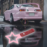 5-Star JDM Tsurikawa Drift Subway Train Bus Handle – Universal Car Interior Hanging Charm, Pink Ring & Bosozoku Red Clouds Pattern Retro Nylon Strap X1