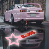5-Star JDM Tsurikawa Drift Subway Train Bus Handle – Universal Car Interior Hanging Charm, Pink Ring & Bosozoku Red Waves Pattern Retro Nylon Strap X1