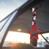 5-Star JDM Tsurikawa Drift Subway Train Bus Handle – Universal Car Interior Hanging Charm, Red Ring & Bosozoku Black Cats Pattern Retro Nylon Strap X1