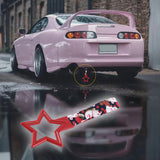 5-Star JDM Tsurikawa Drift Subway Train Bus Handle – Universal Car Interior Hanging Charm, Red Ring & Bosozoku Black Cats Pattern Retro Nylon Strap X1