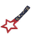 5-Star JDM Tsurikawa Drift Subway Train Bus Handle – Universal Car Interior Hanging Charm, Red Ring & Bosozoku Blue Flowers Pattern Retro Nylon Strap X1