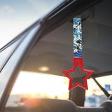 5-Star JDM Tsurikawa Drift Subway Train Bus Handle – Universal Car Interior Hanging Charm, Red Ring & Bosozoku Blue Waves Pattern Retro Nylon Strap X1