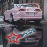 5-Star JDM Tsurikawa Drift Subway Train Bus Handle – Universal Car Interior Hanging Charm, Red Ring & Bosozoku Blue Waves Pattern Retro Nylon Strap X1