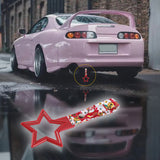 5-Star JDM Tsurikawa Drift Subway Train Bus Handle – Universal Car Interior Hanging Charm, Red Ring & Bosozoku Red Cats Pattern Retro Nylon Strap X1