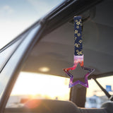 5-Star JDM Tsurikawa Drift Subway Train Bus Handle – Universal Car Interior Hanging Charm, Galaxy Ring & Bosozoku Blue Flowers Pattern Retro Nylon Strap X1
