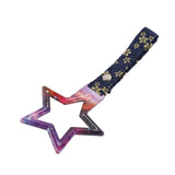 5-Star JDM Tsurikawa Drift Subway Train Bus Handle – Universal Car Interior Hanging Charm, Galaxy Ring & Bosozoku Blue Flowers Pattern Retro Nylon Strap X1
