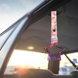 5-Star JDM Tsurikawa Drift Subway Train Bus Handle – Universal Car Interior Hanging Charm, Galaxy Ring & Bosozoku Pink Flowers Pattern Retro Nylon Strap X1