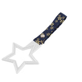 5-Star JDM Tsurikawa Drift Subway Train Bus Handle – Universal Car Interior Hanging Charm, White Ring & Bosozoku Blue Flowers Pattern Retro Nylon Strap X1