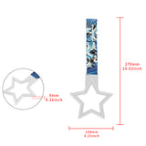 5-Star JDM Tsurikawa Drift Subway Train Bus Handle – Universal Car Interior Hanging Charm, White Ring & Bosozoku Blue Waves Pattern Retro Nylon Strap X1
